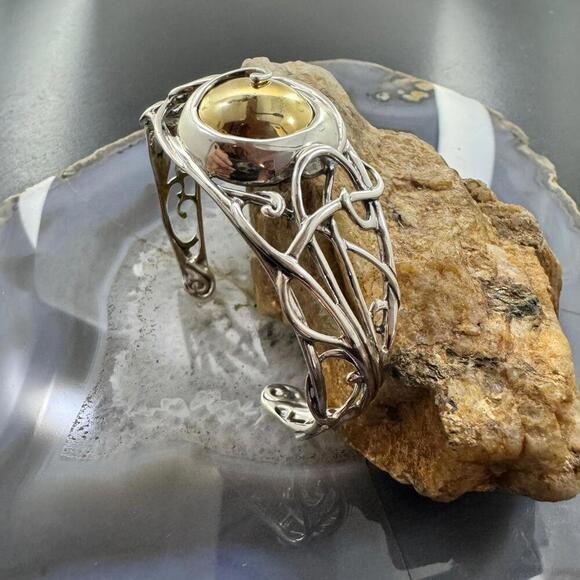 Carolyn Pollack Sterling Silver & Brass Dome Decorated Bracelet For Women - Picture 5 of 10